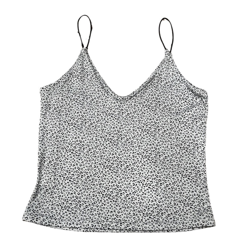 V Neck Spaghetti Strap Leopard Print Crop Top